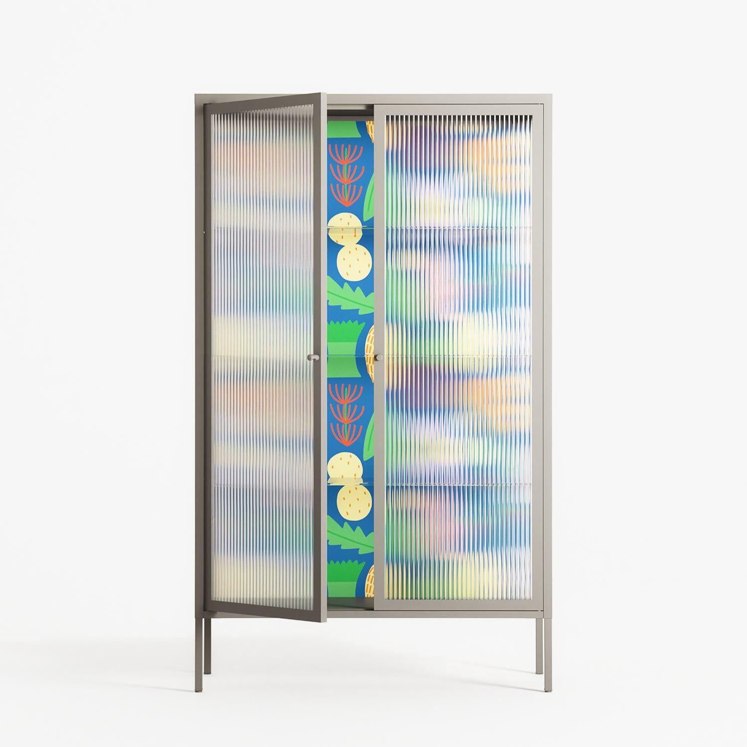 Shapes Blue - Cabinet - Lydia Greaves - Pebble - Reeded glass