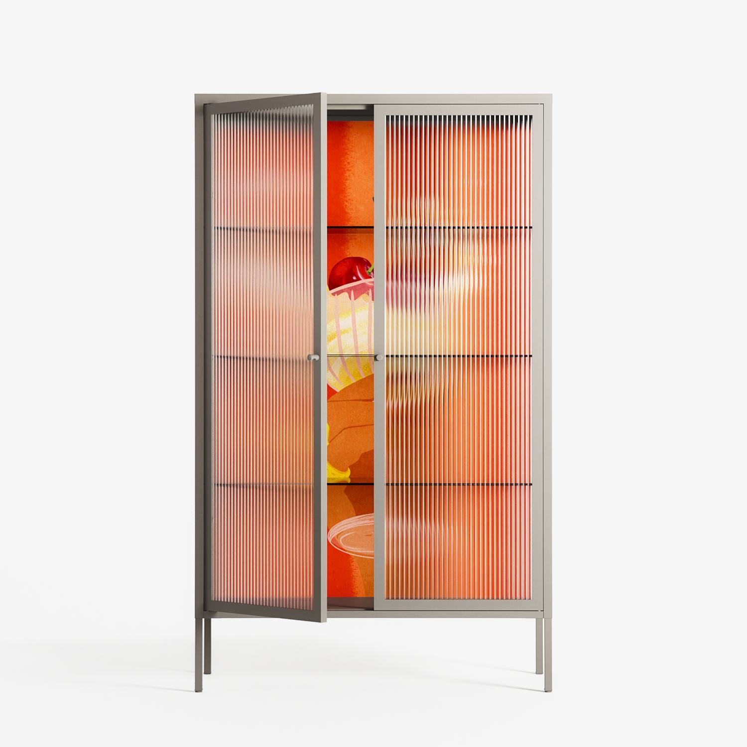 Drink And Cherries - Cabinet - Raissa Oltmanns - Pebble - Reeded glass