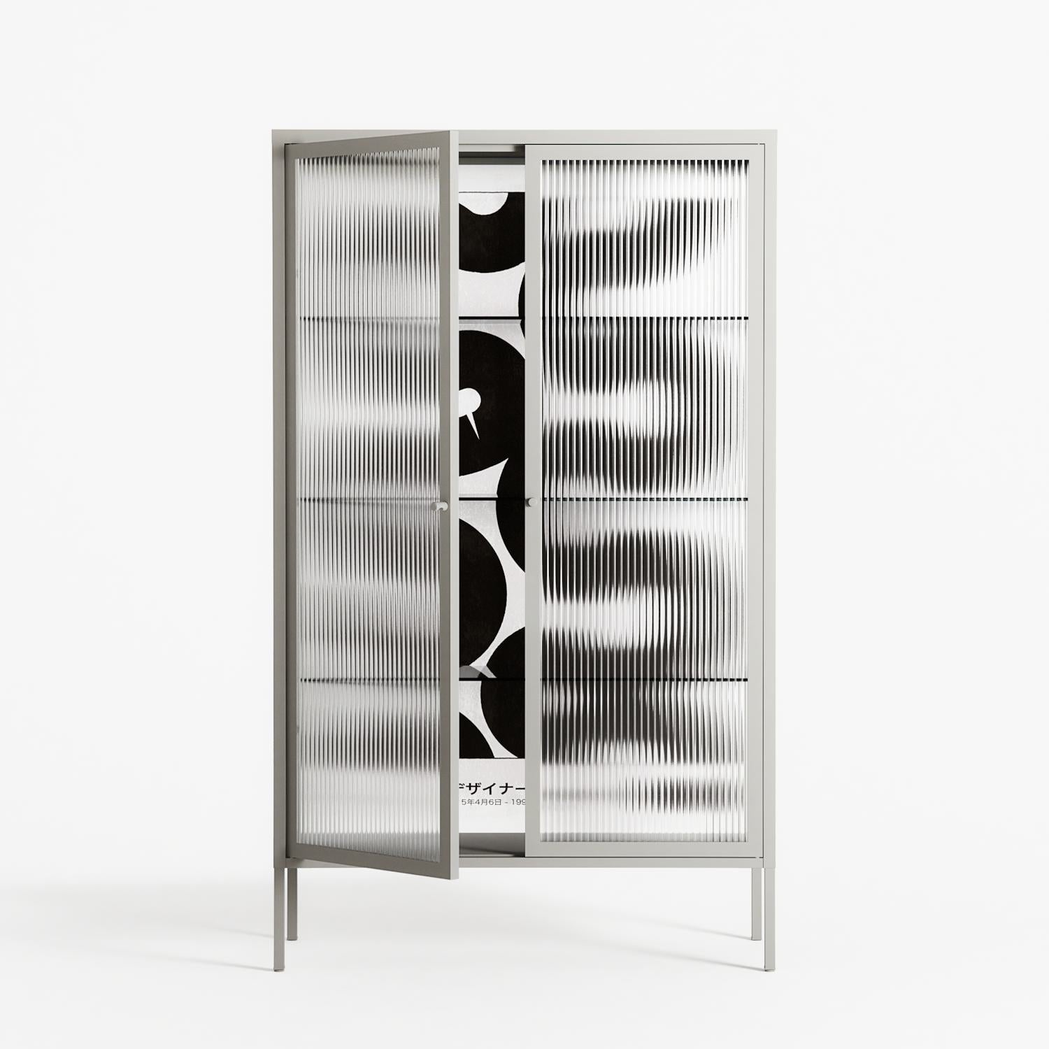 Black Waves - Cabinet - Alexander Khabbazi - Chalk - Reeded glass