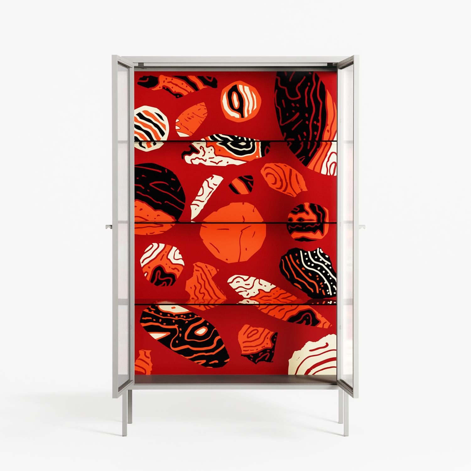 Pebbles 2 - Cabinet - Nick Liefhebber - Chalk - Reeded glass