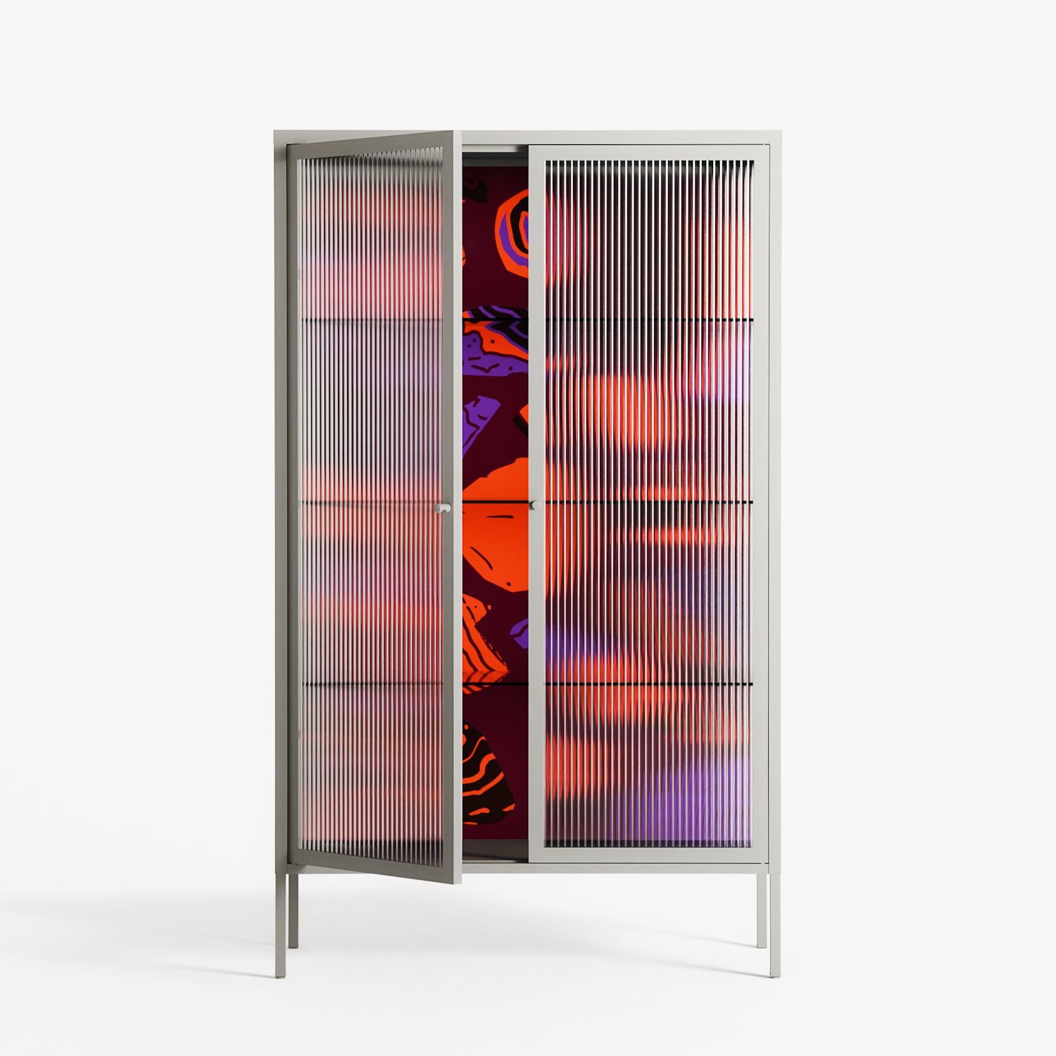 Pebbles 3 - Cabinet - Nick Liefhebber - Chalk - Reeded glass