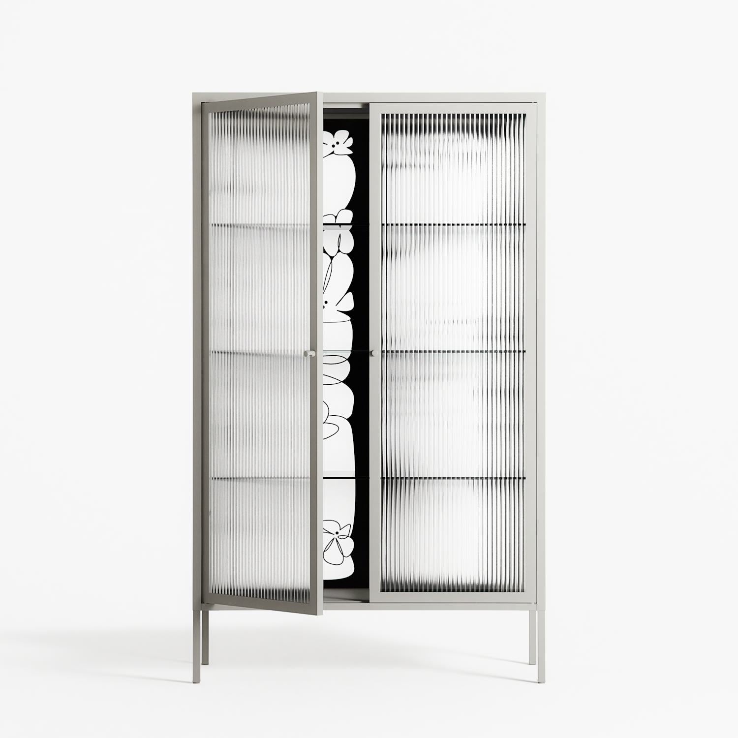 White Flowers - Cabinet - Konrad Blaszczyk - Chalk - Reeded glass