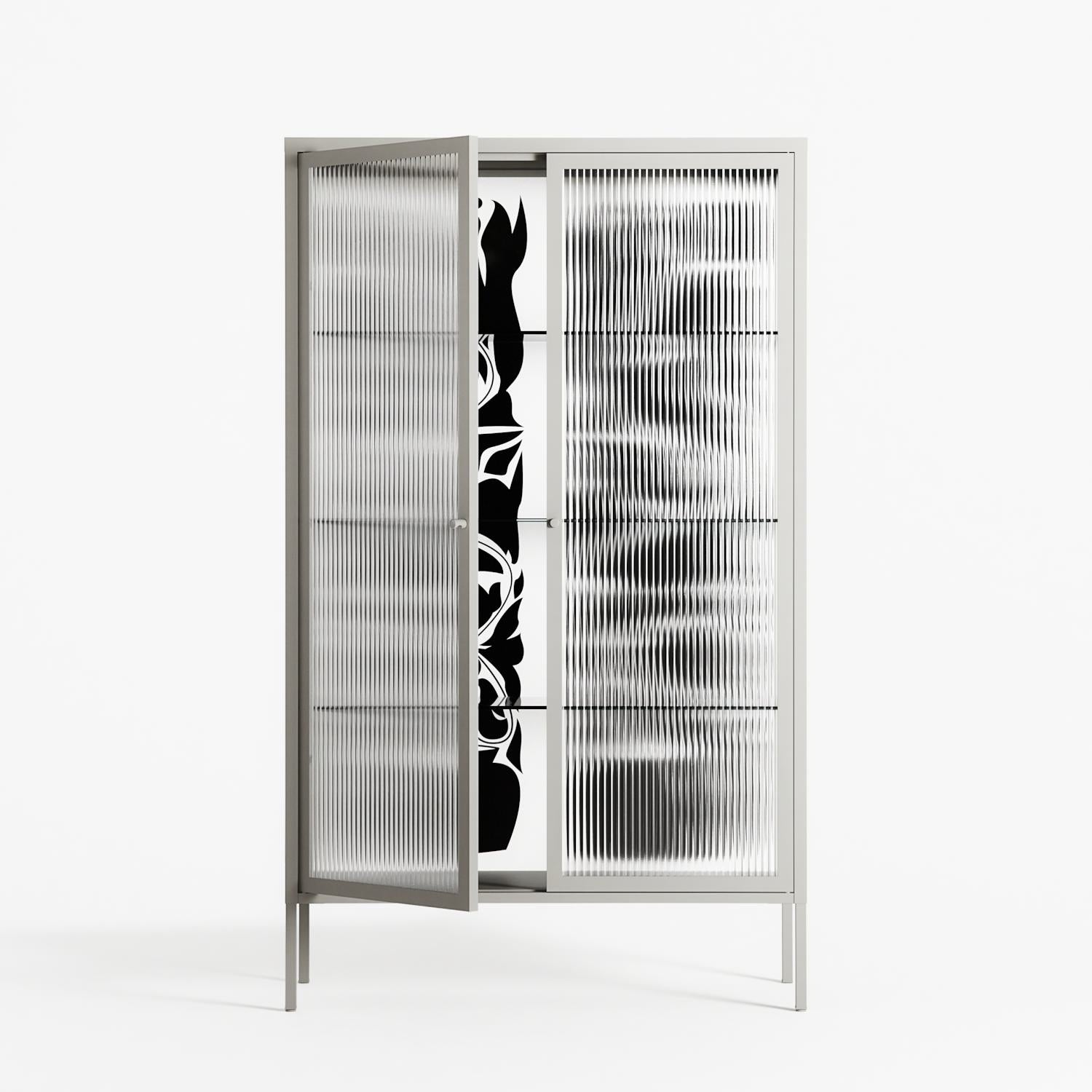 Black Potted Plant - Cabinet - Konrad Blaszczyk - Chalk - Reeded glass