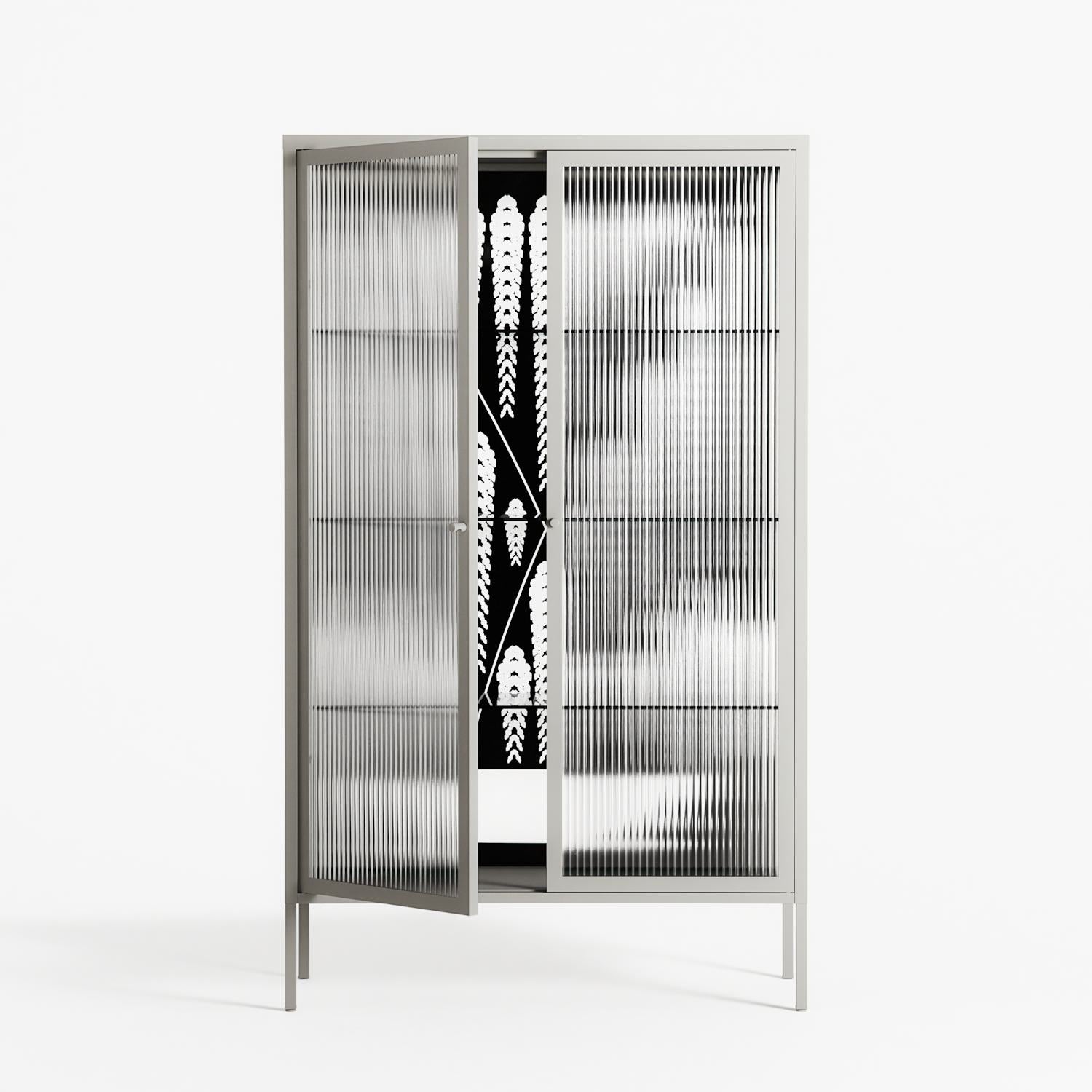 White Fern - Cabinet - Konrad Blaszczyk - Chalk - Reeded glass