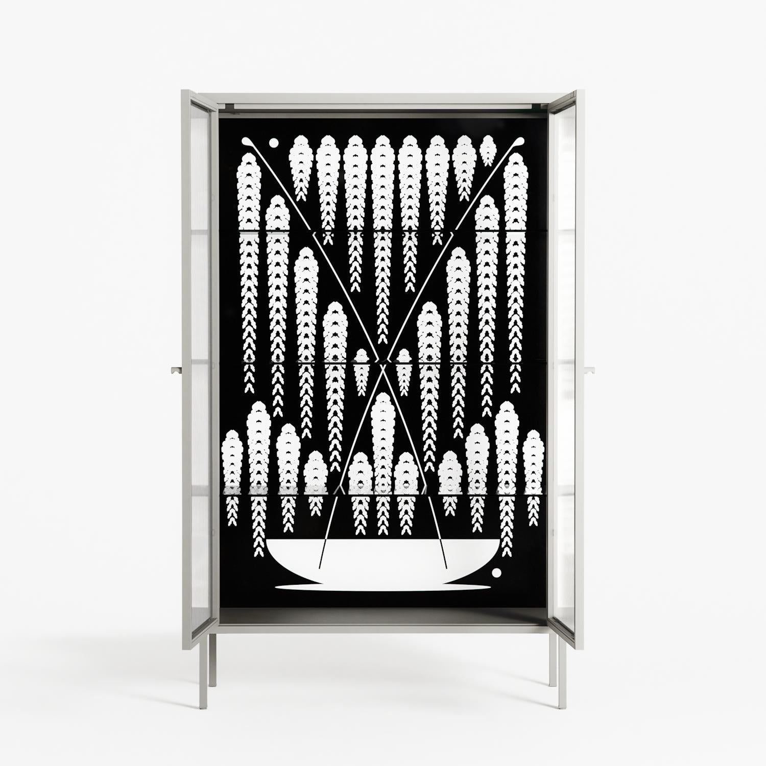 White Fern - Cabinet - Konrad Blaszczyk - Chalk - Reeded glass
