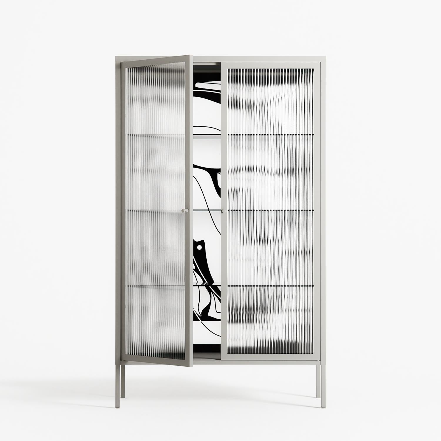 White Potted Plant - Cabinet - Konrad Blaszczyk - Chalk - Reeded glass