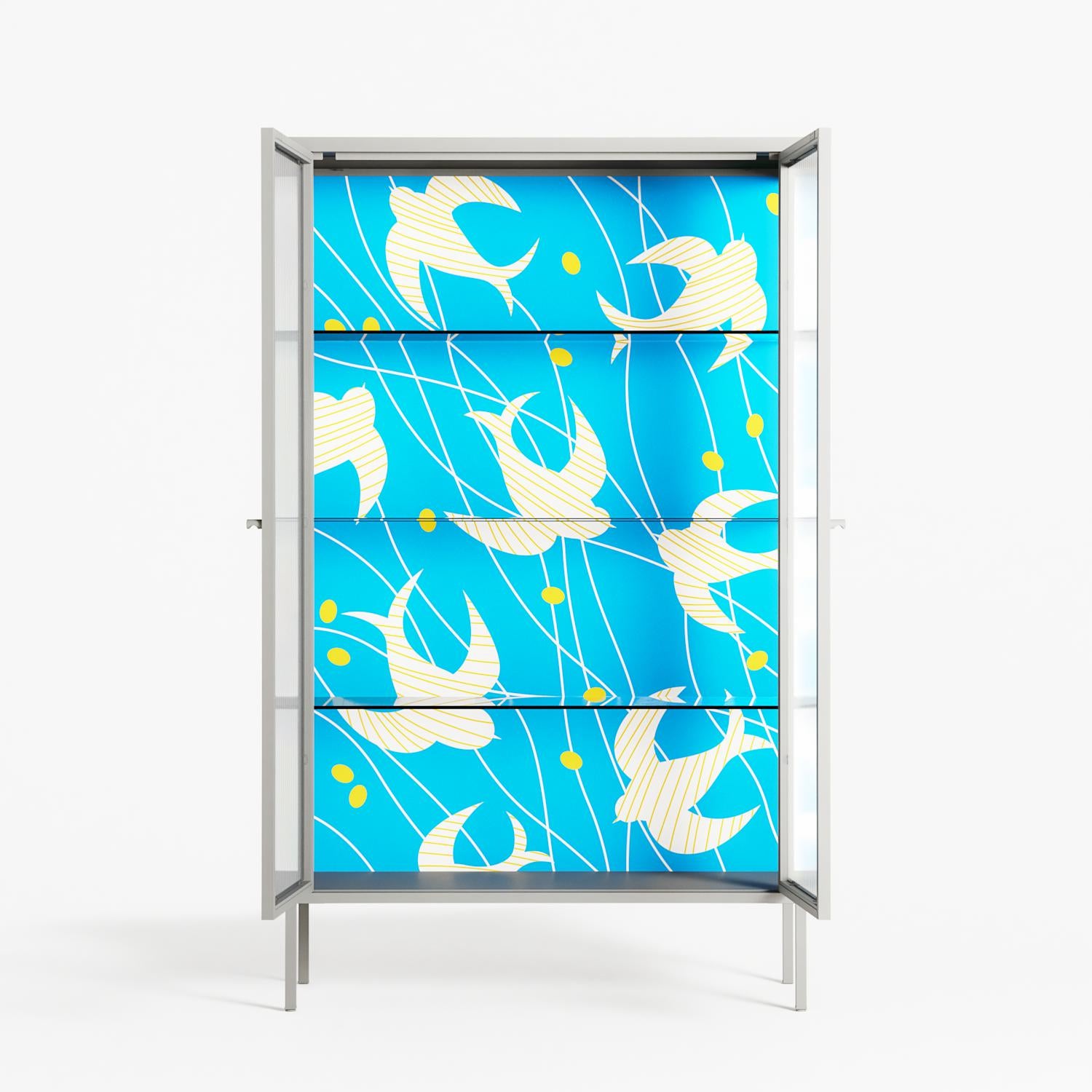 Birds B - Cabinet - Heather Zhou - Chalk - Reeded glass