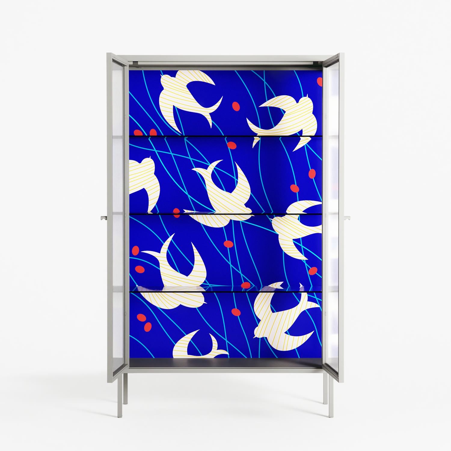 Birds A - Cabinet - Heather Zhou - Chalk - Reeded glass