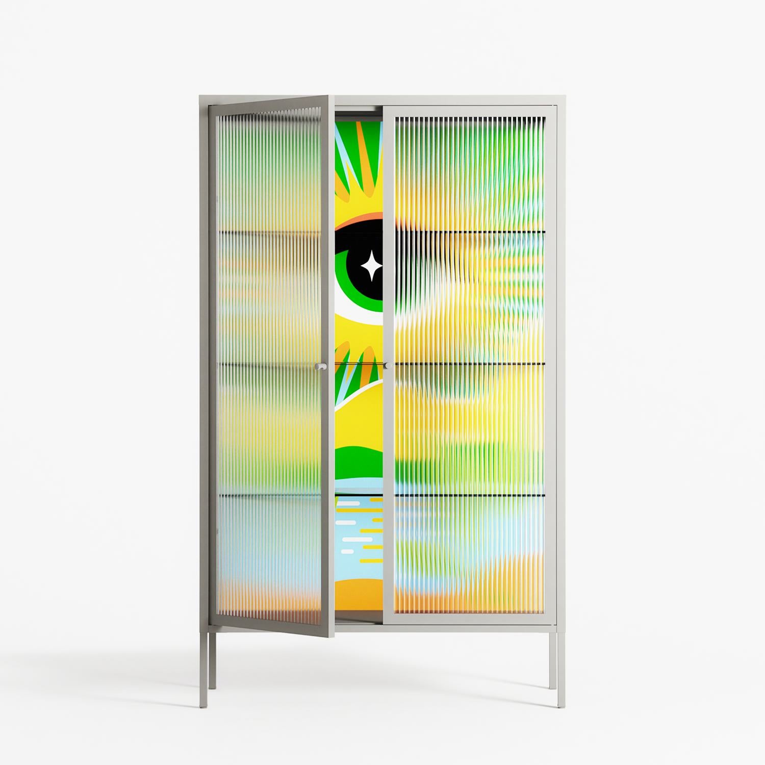 Curiosity - Cabinet - Heather Zhou - Chalk - Reeded glass