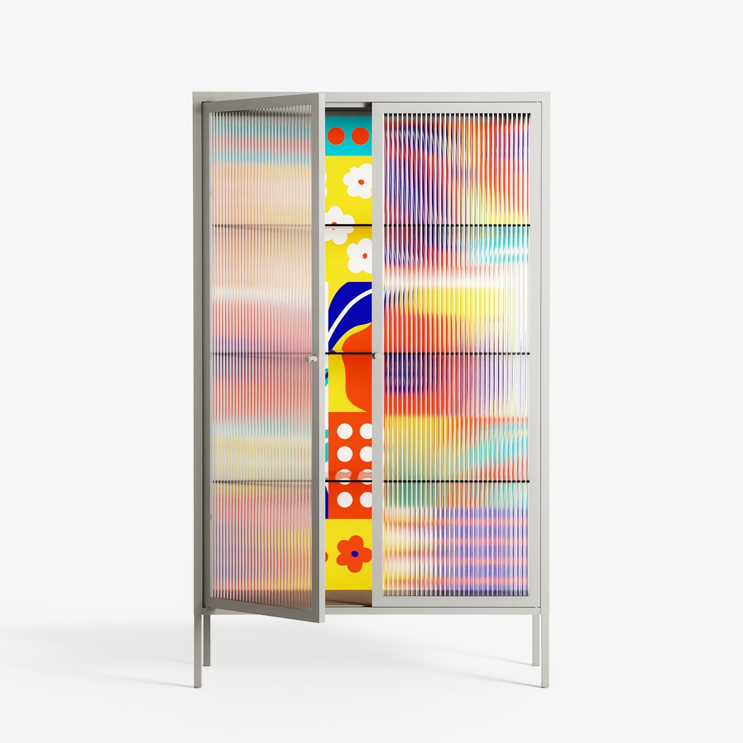 Flower A - Cabinet - Heather Zhou - Chalk - Reeded glass