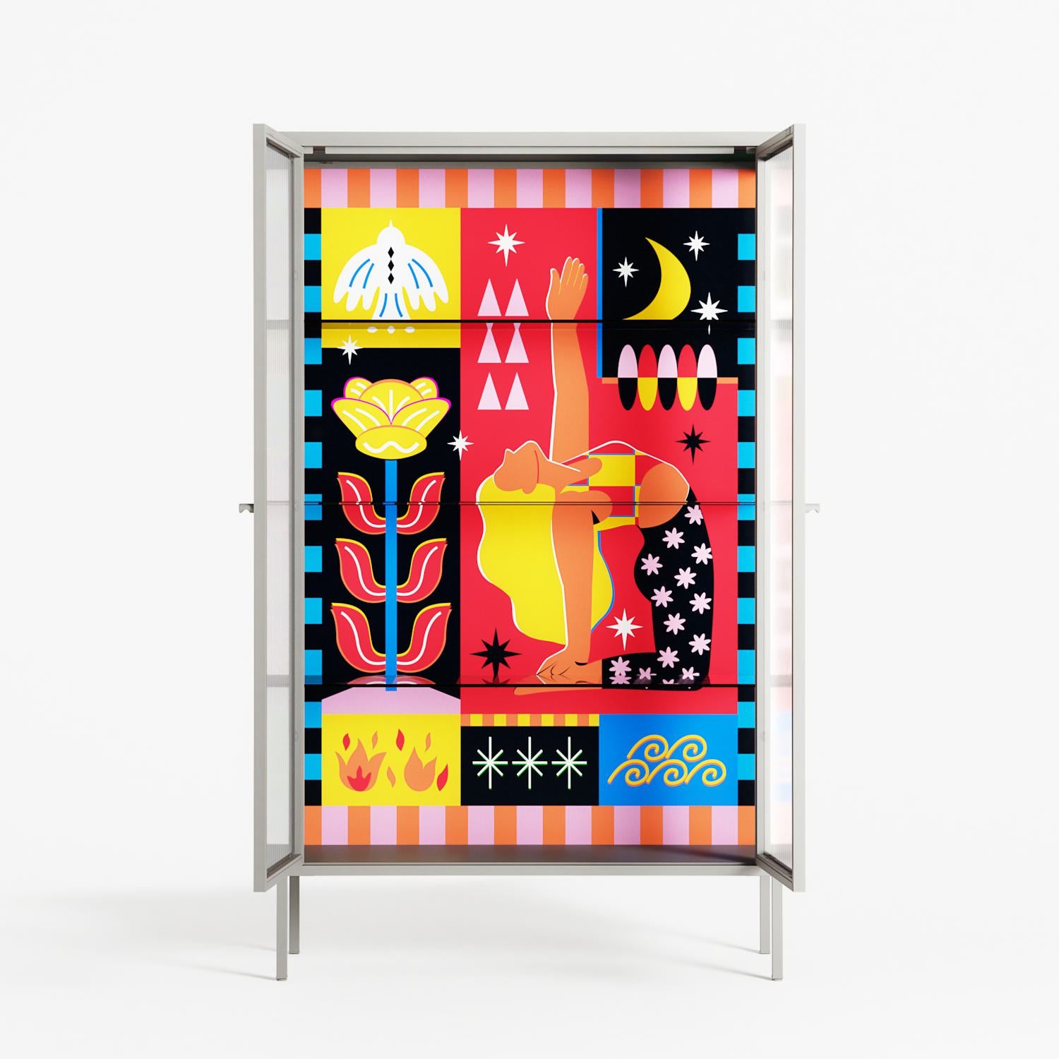 Rise - Cabinet - Heather Zhou - Chalk - Reeded glass