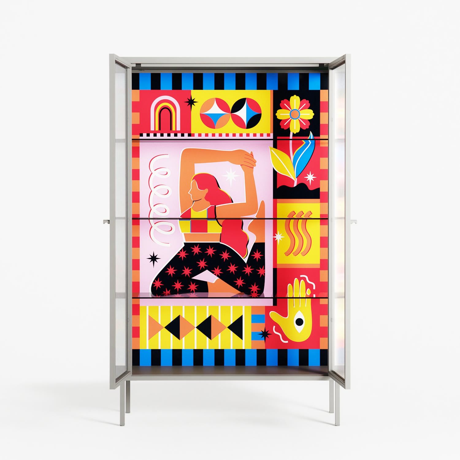Yoga - Cabinet - Heather Zhou - Chalk - Reeded glass
