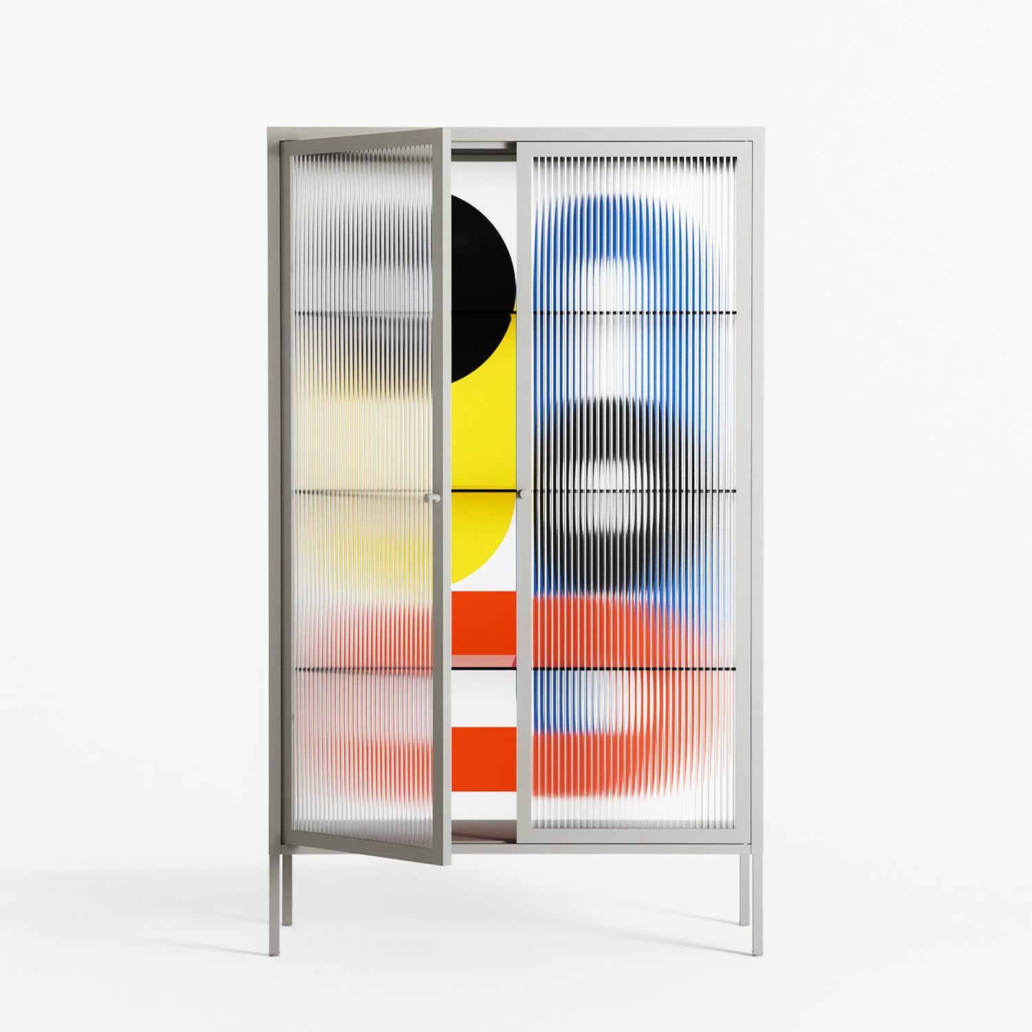 Arial - Cabinet - Vratislav Pecka - Chalk - Reeded glass