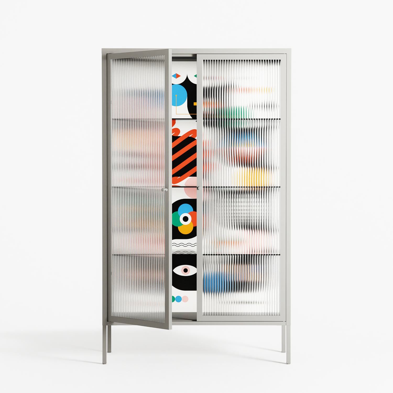 Connections - Cabinet - Vratislav Pecka - Chalk - Reeded glass