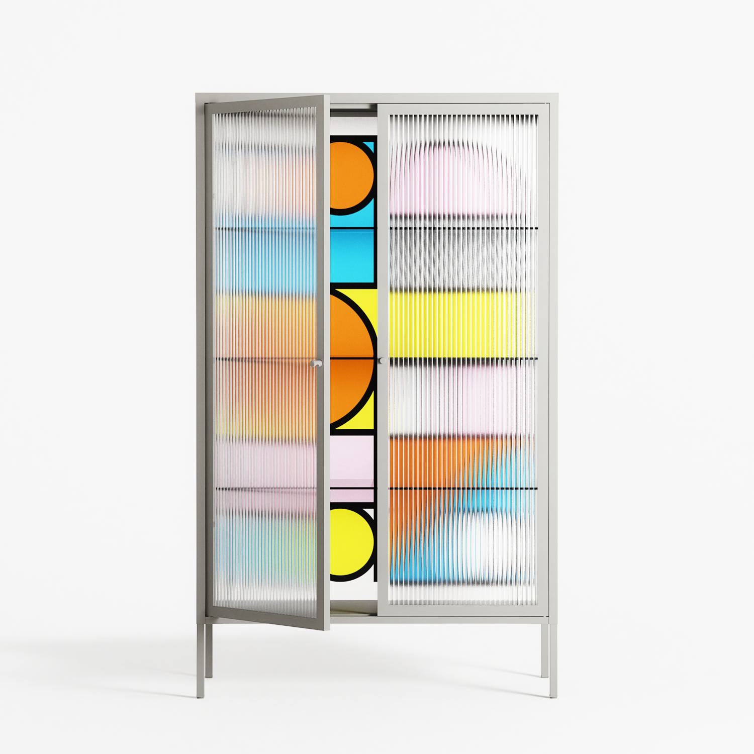 Palette - Cabinet - Vratislav Pecka - Chalk - Reeded glass