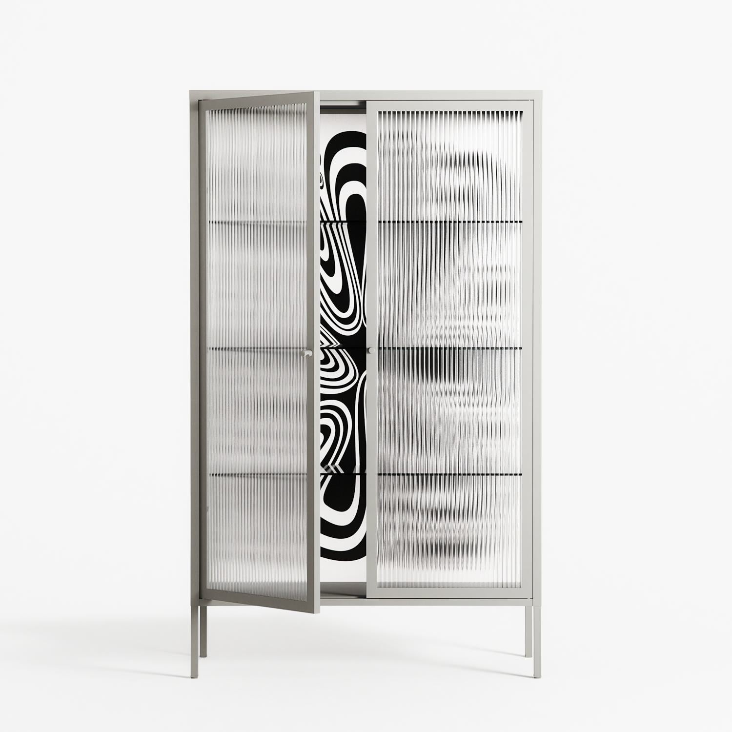 Splash of black - Cabinet - Vratislav Pecka - Chalk - Reeded glass