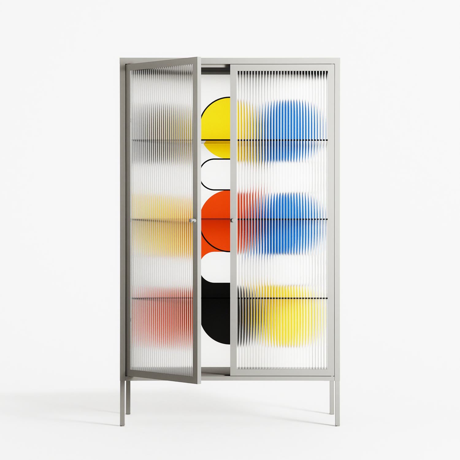 Springs - Cabinet - Vratislav Pecka - Chalk - Reeded glass