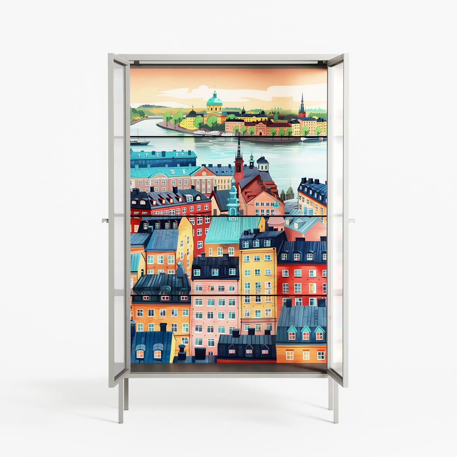 Gamla Stan - Cabinet - Nur Rydberg - Chalk - Reeded glass