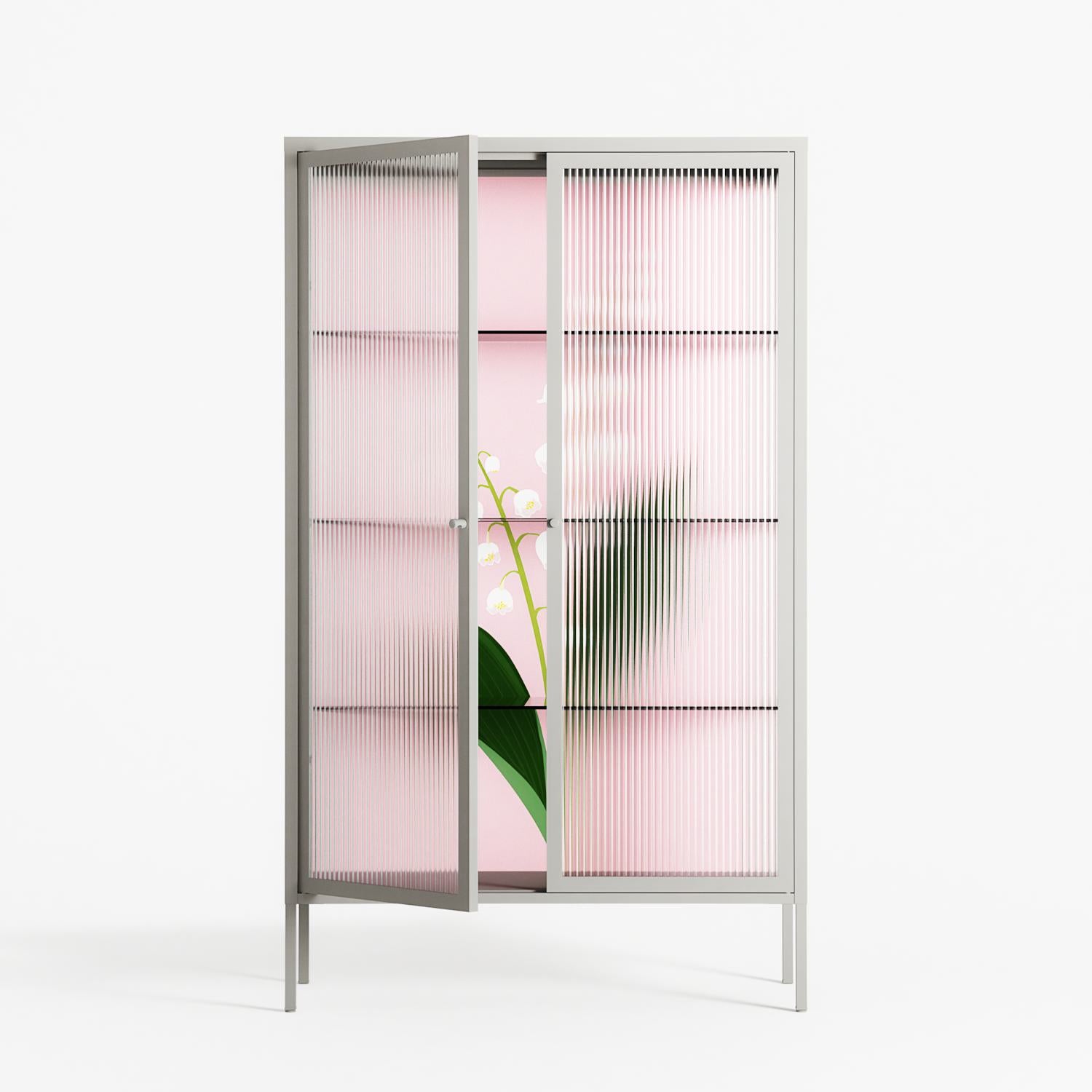 Kalas Konvalj - Cabinet - Nur Rydberg - Chalk - Reeded glass