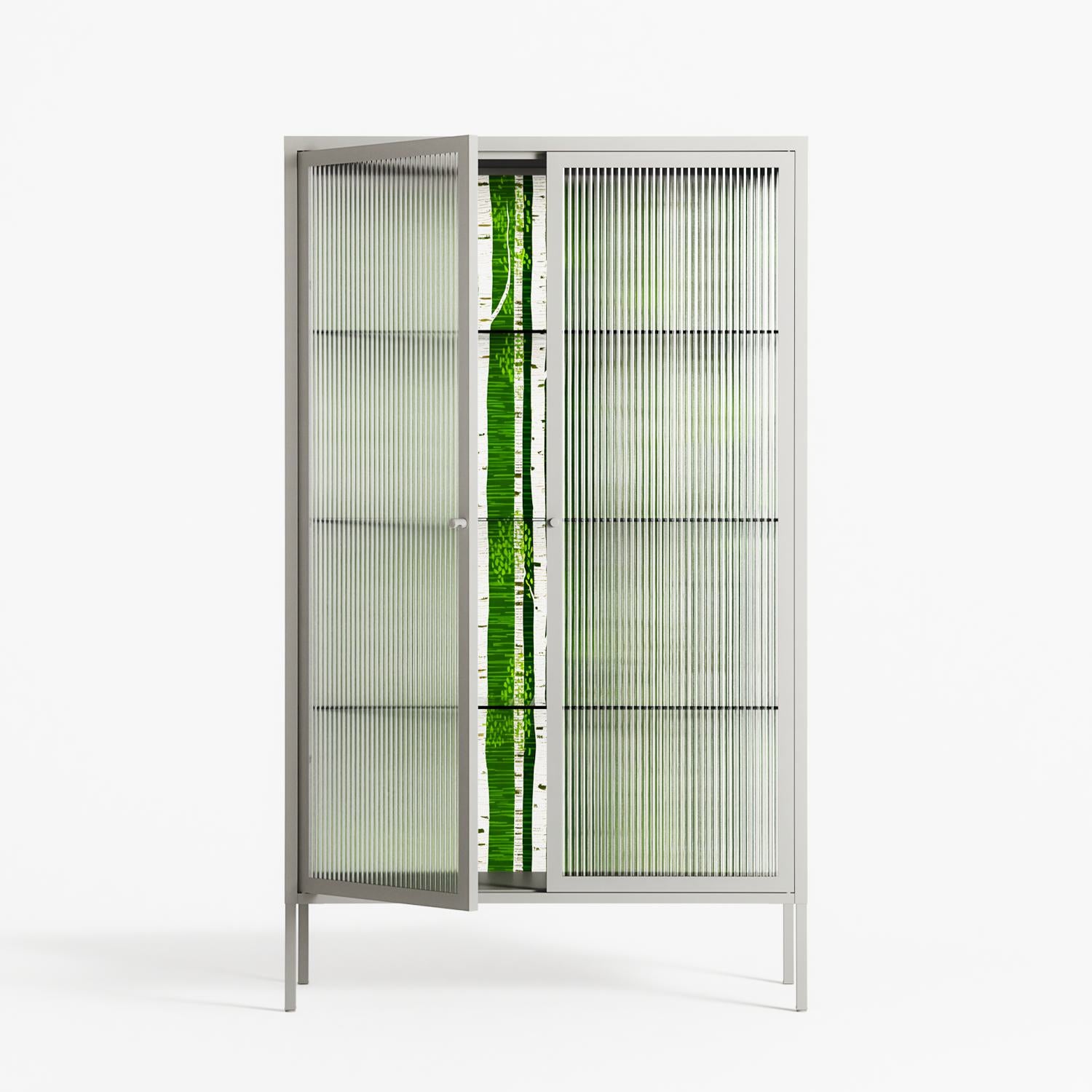Björkskog - Cabinet - Nur Rydberg - Chalk - Reeded glass
