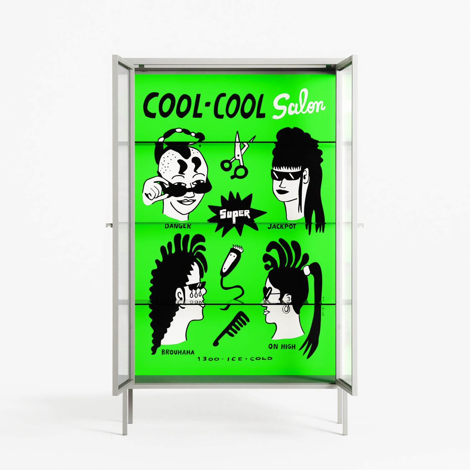 Cool Cool Salon Green - Cabinet - Aley Wild - Chalk - Reeded glass