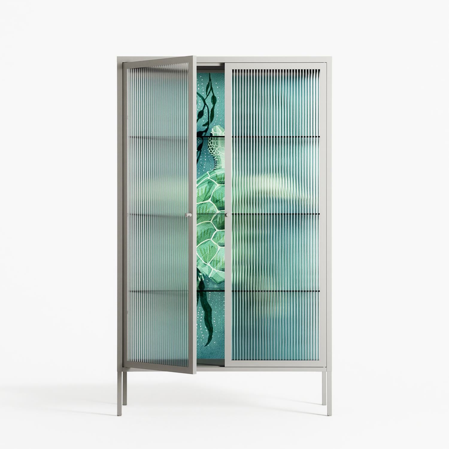 Turtle With Kelp - Cabinet - Katie O’Shea - Chalk - Reeded glass