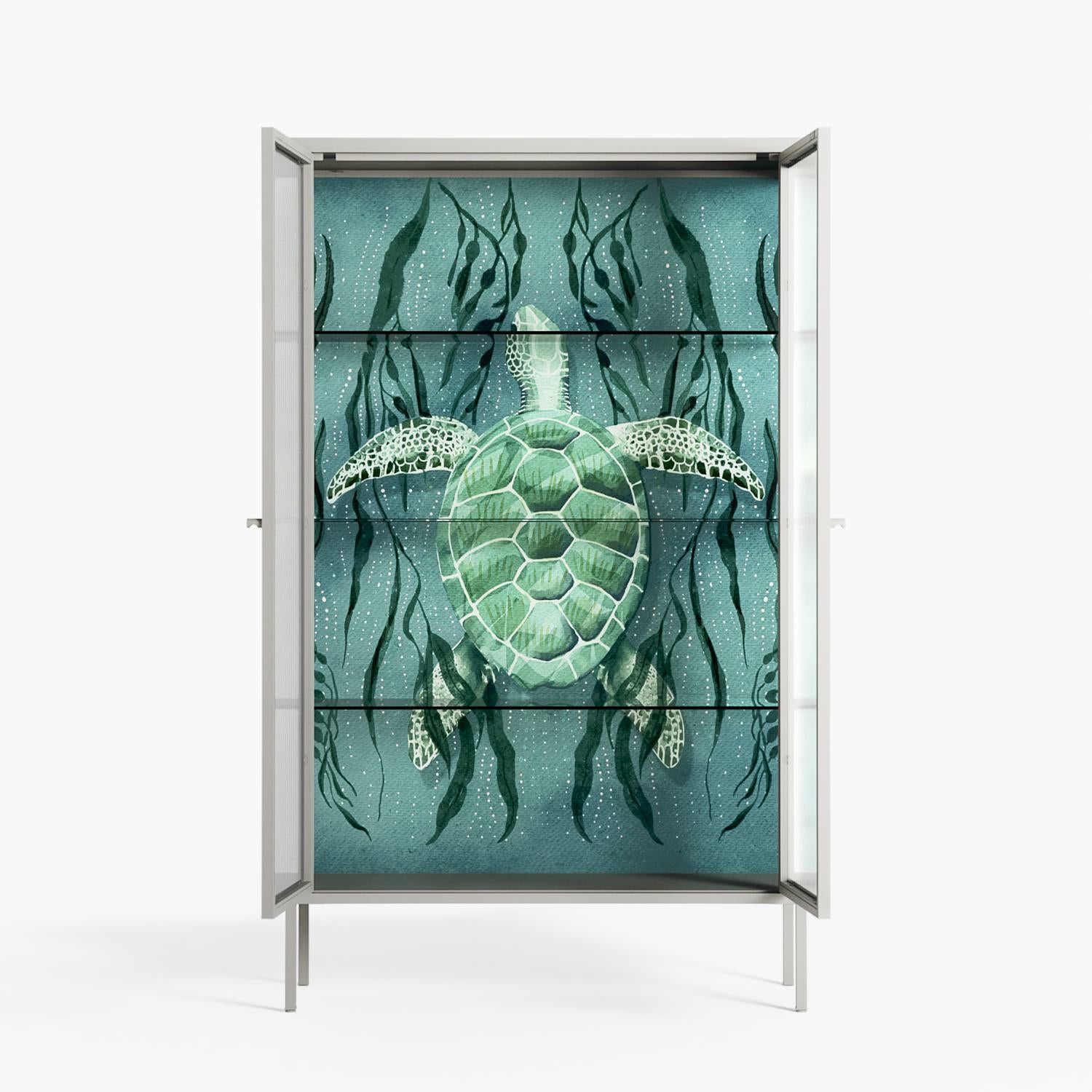 Turtle With Kelp - Cabinet - Katie O’Shea - Chalk - Reeded glass