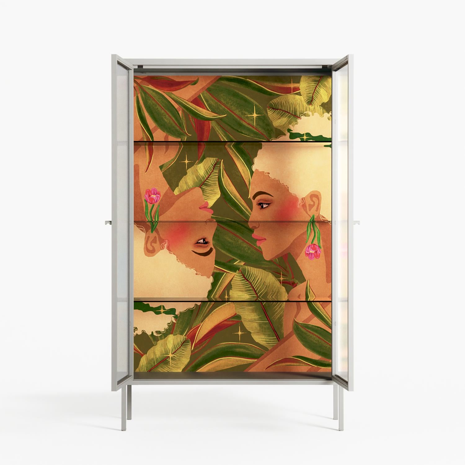 Twins - Cabinet - Raissa Oltmanns - Chalk - Reeded glass