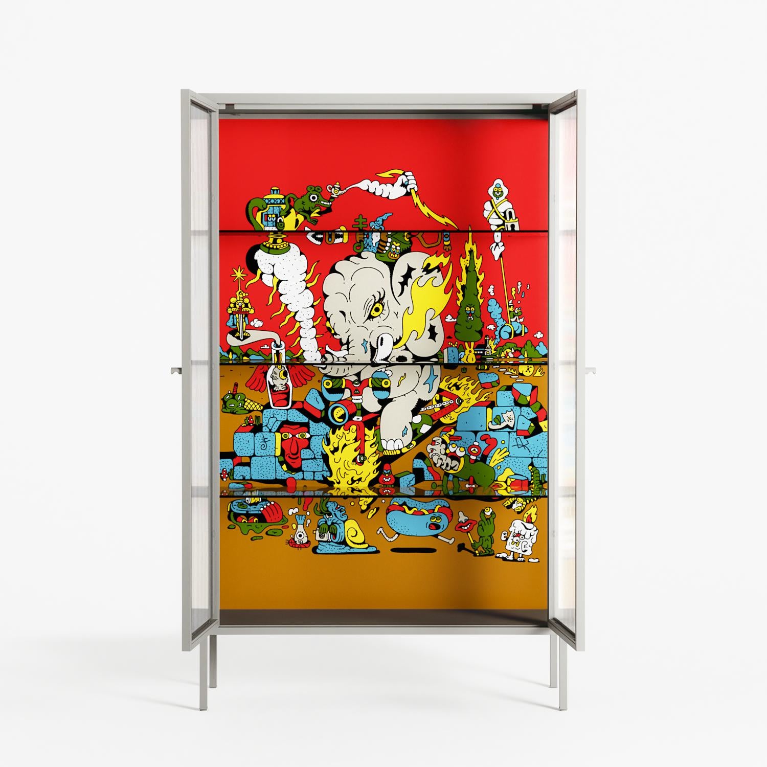 Ganesha - Cabinet - Cezar Berje - Chalk - Reeded glass