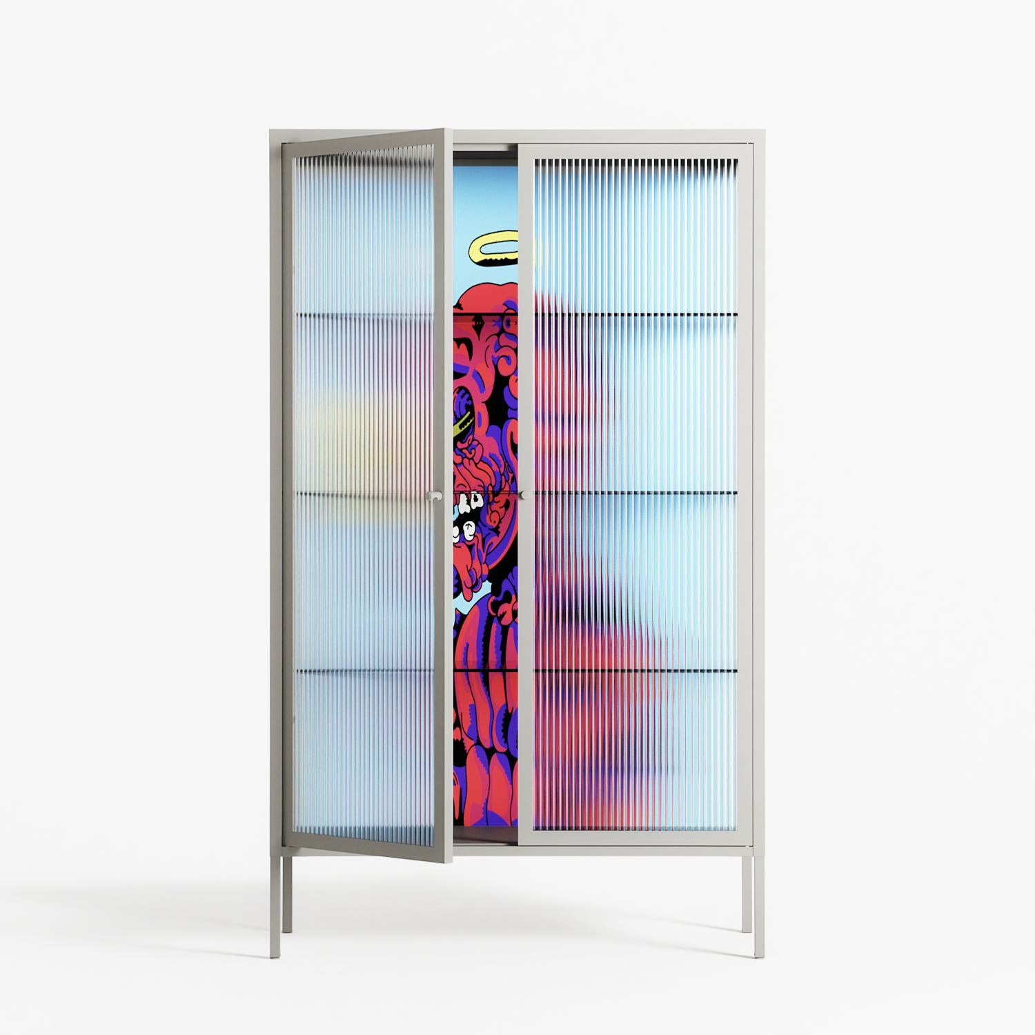 Flower - Cabinet - Cezar Berje - Chalk - Reeded glass