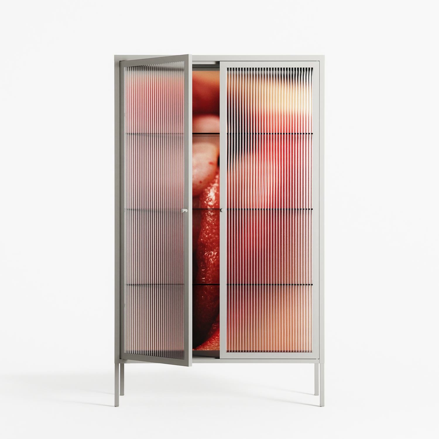 Red 2 - Cabinet - Nadia Ryder - Chalk - Reeded glass