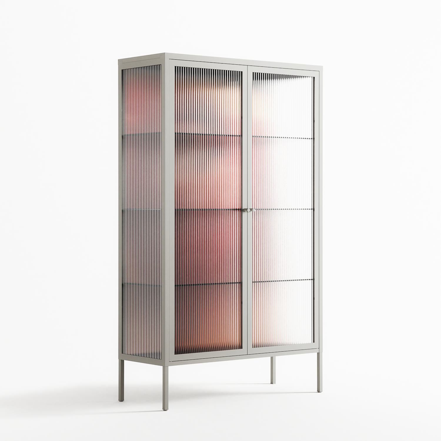 Red 2 - Cabinet - Nadia Ryder - Chalk - Reeded glass