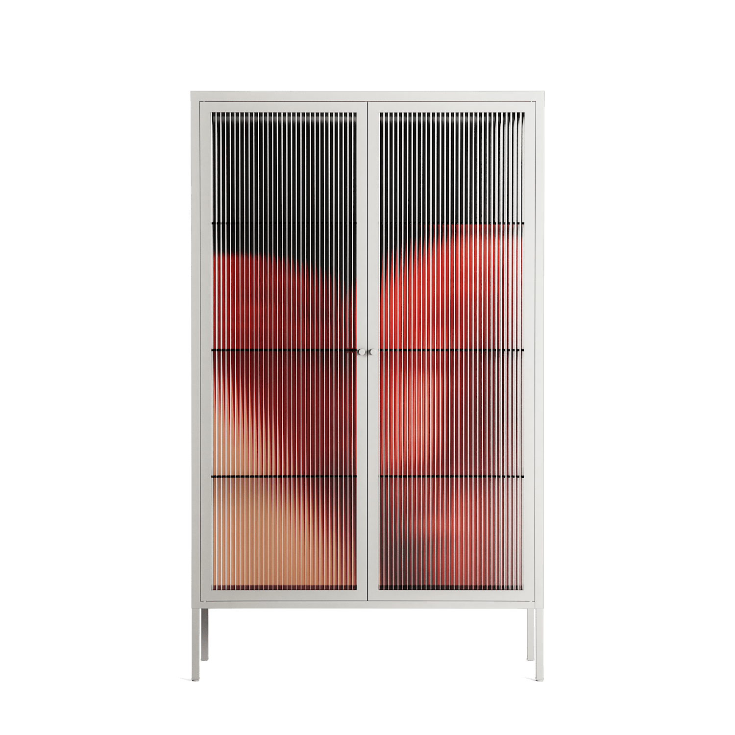 Red 3 - Cabinet - Nadia Ryder - Chalk - Reeded glass
