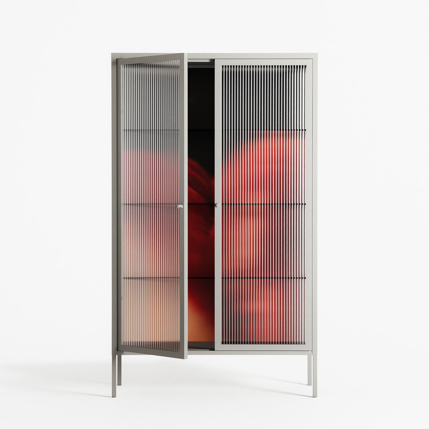 Red 3 - Cabinet - Nadia Ryder - Chalk - Reeded glass