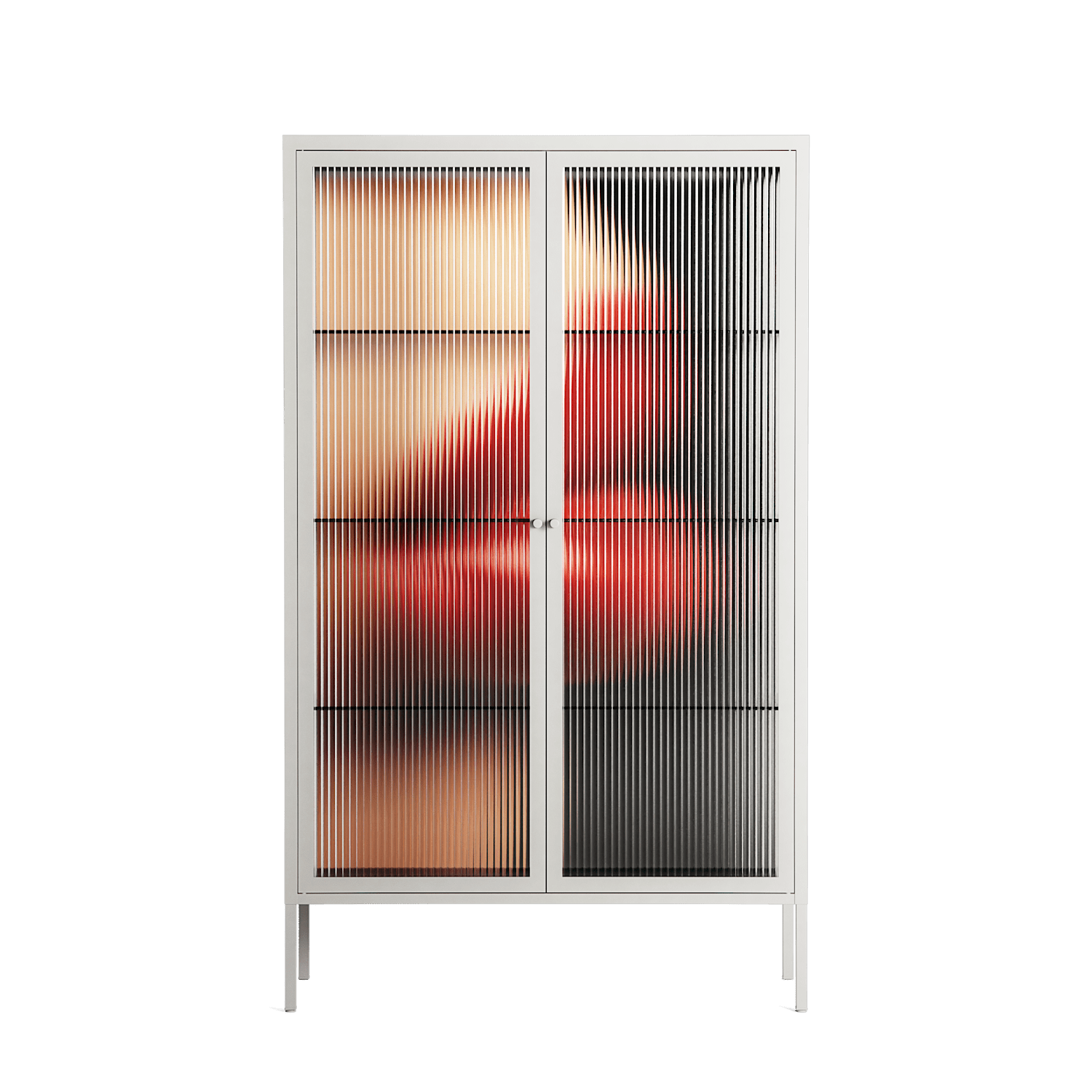 Red 4 - Cabinet - Nadia Ryder - Chalk - Reeded glass