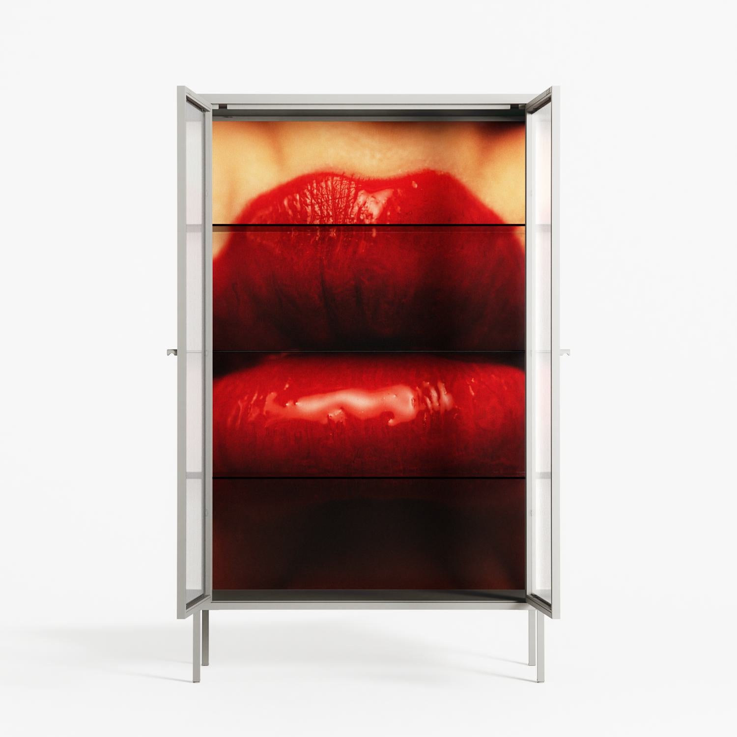 Red - Cabinet - Nadia Ryder - Chalk - Reeded glass