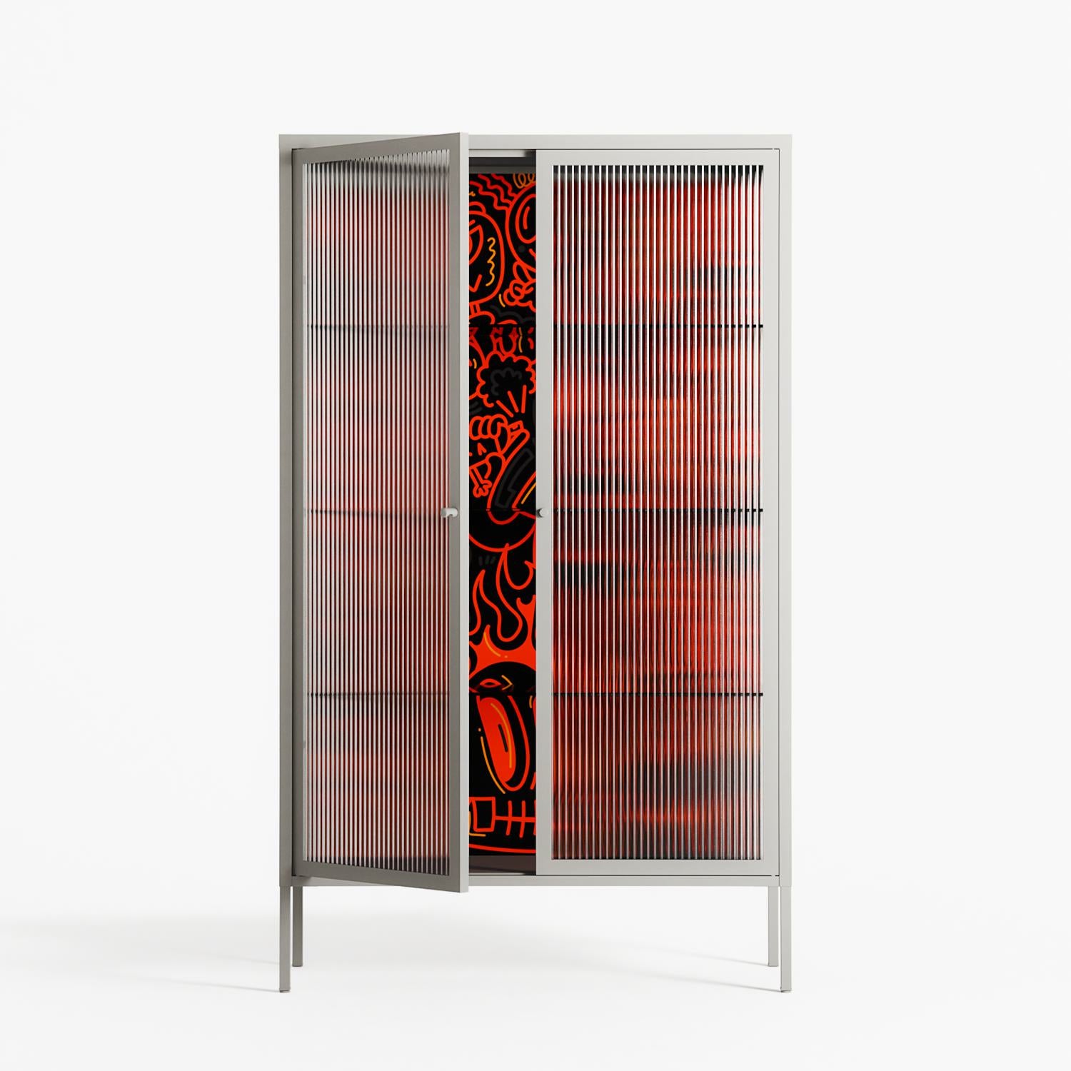 Wottosque Red - Cabinet - Craig Watkins - Chalk - Reeded glass