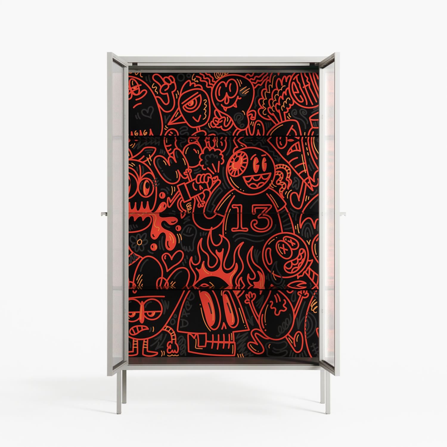 Wottosque Red - Cabinet - Craig Watkins - Chalk - Reeded glass