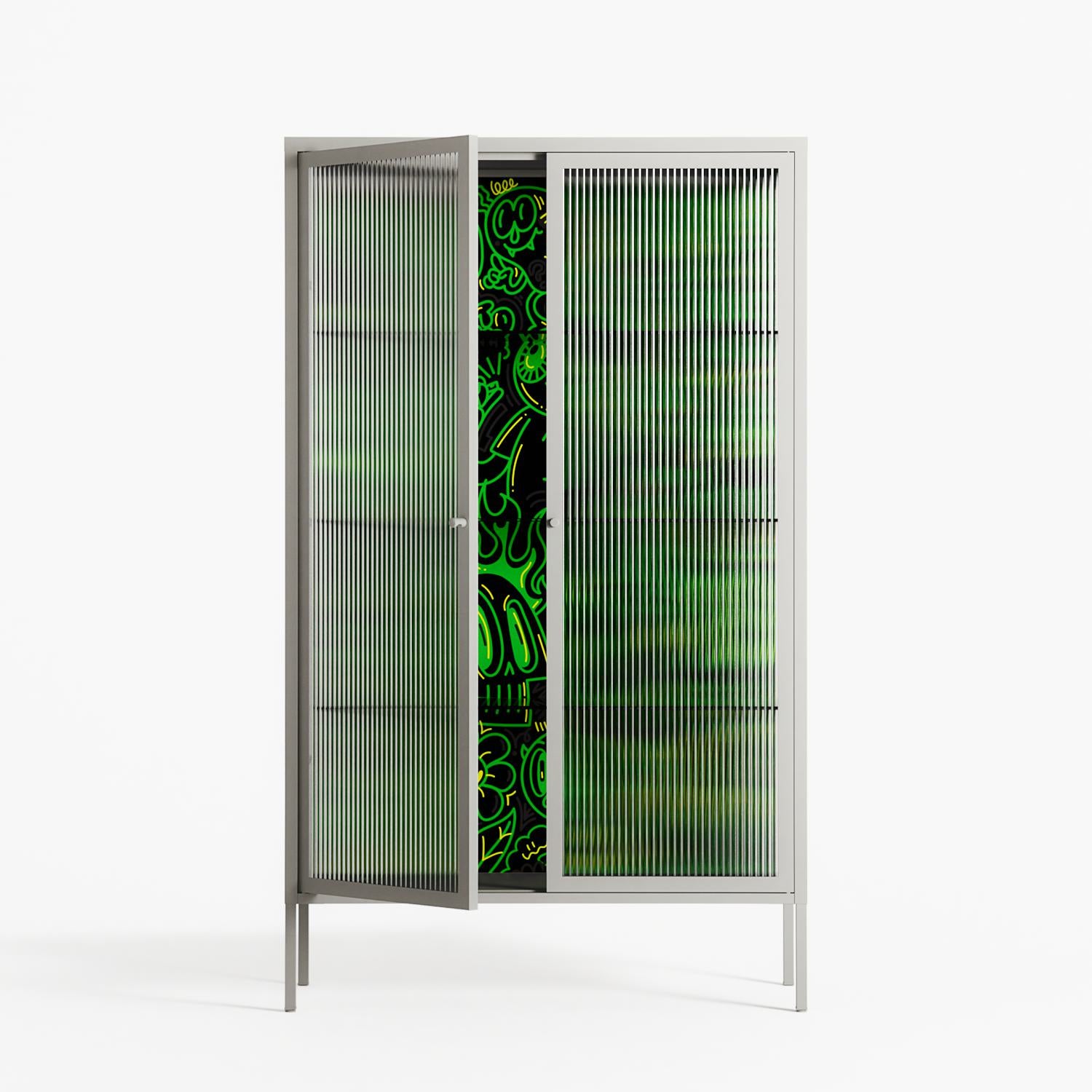 Wottosque Green - Cabinet - Craig Watkins - Chalk - Reeded glass