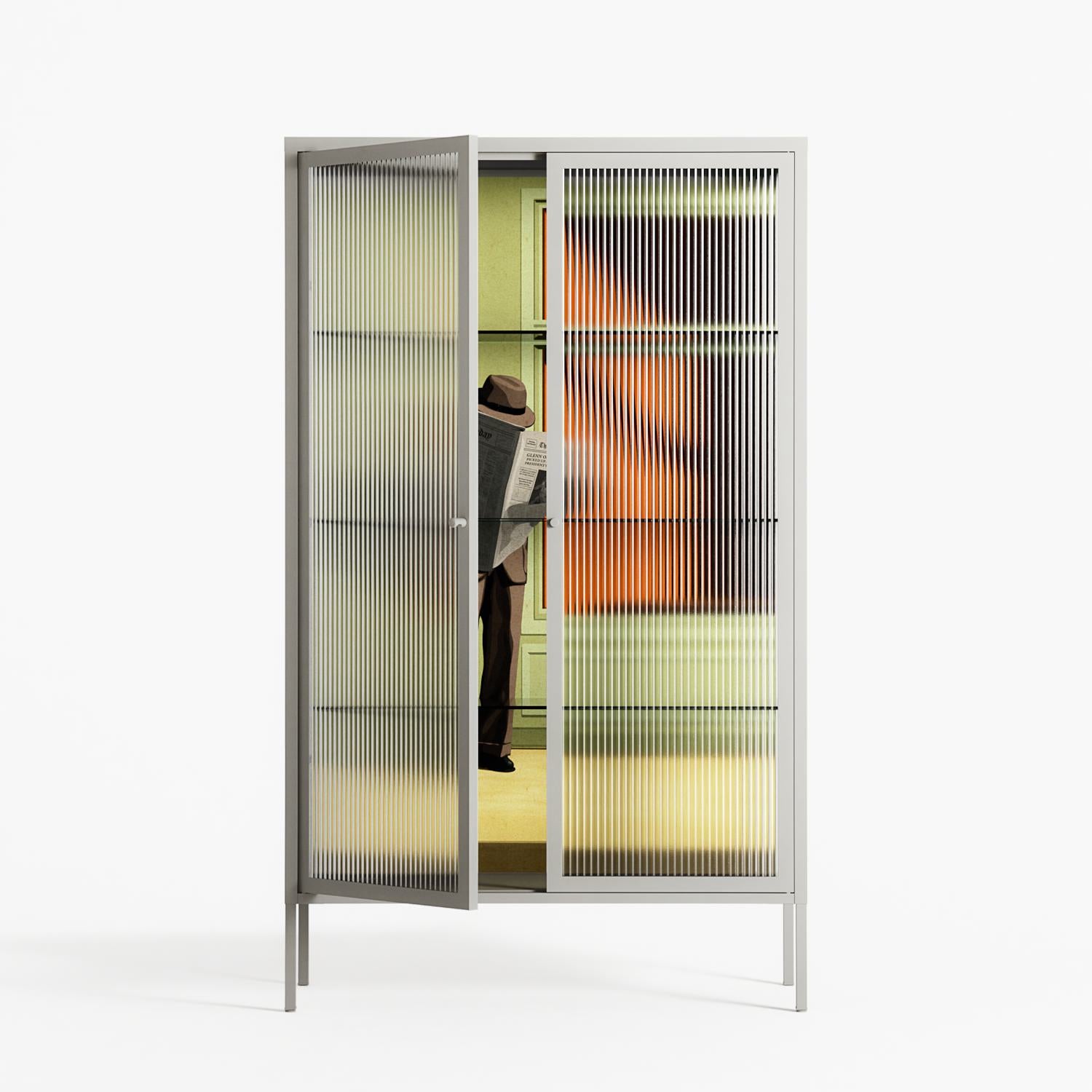 Anonymous Reader - Cabinet - Kristin Eriksson - Chalk - Reeded glass