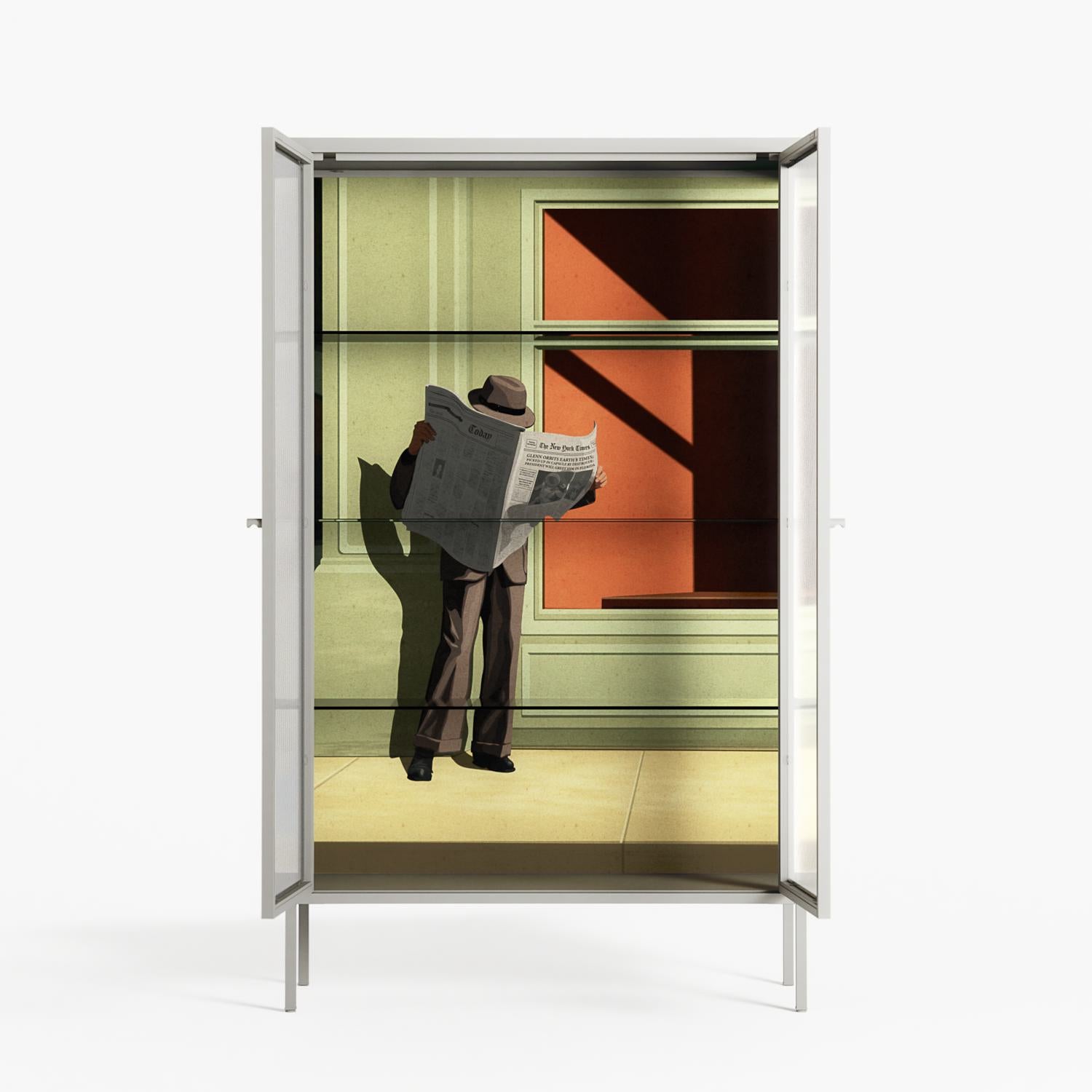 Anonymous Reader - Cabinet - Kristin Eriksson - Chalk - Reeded glass