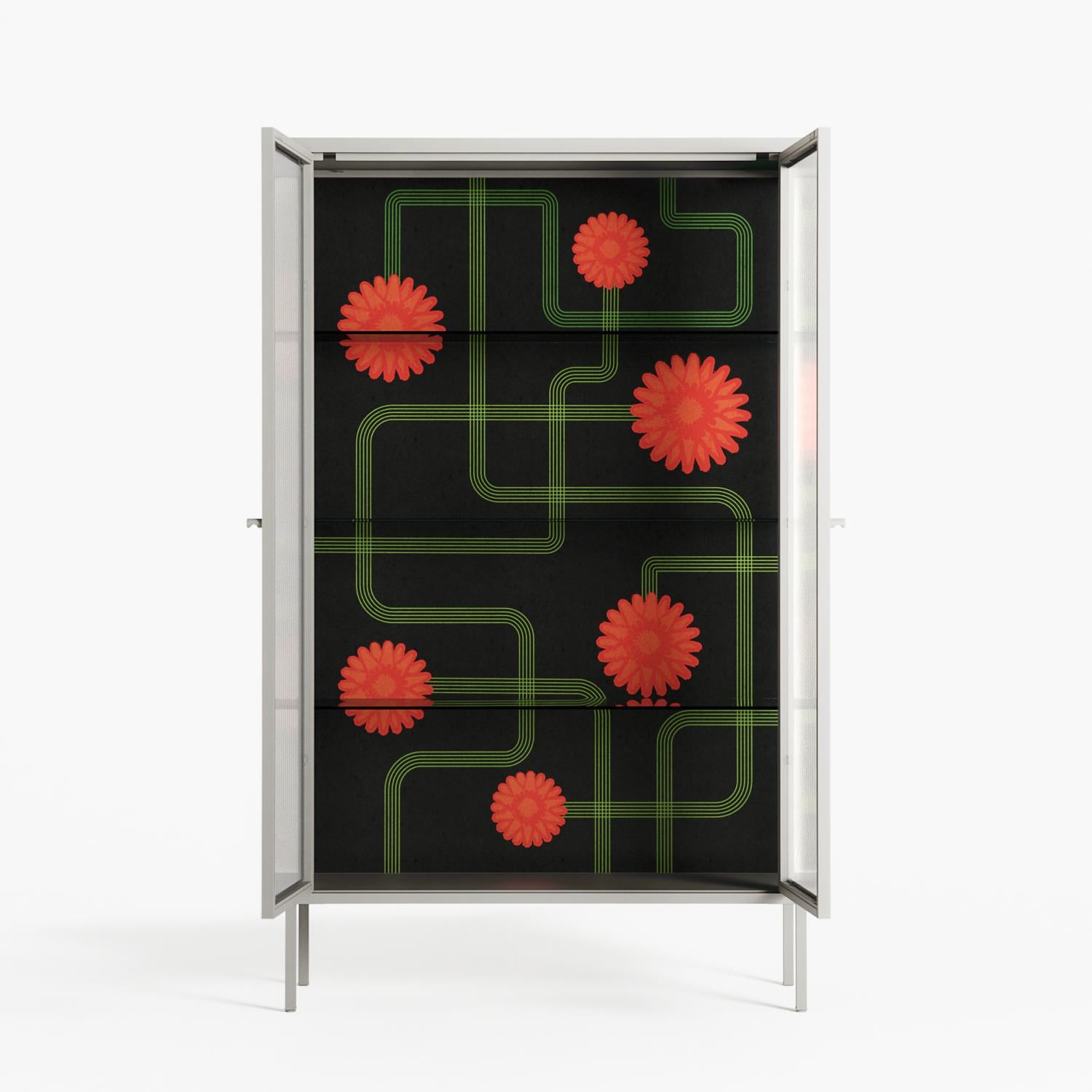 Floral Pipes - Cabinet - Kristin Eriksson - Chalk - Reeded glass