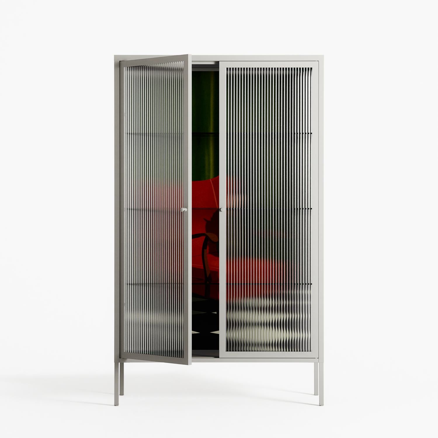 The Man Behind The Curtain - Cabinet - Kristin Eriksson - Chalk - Reeded glass