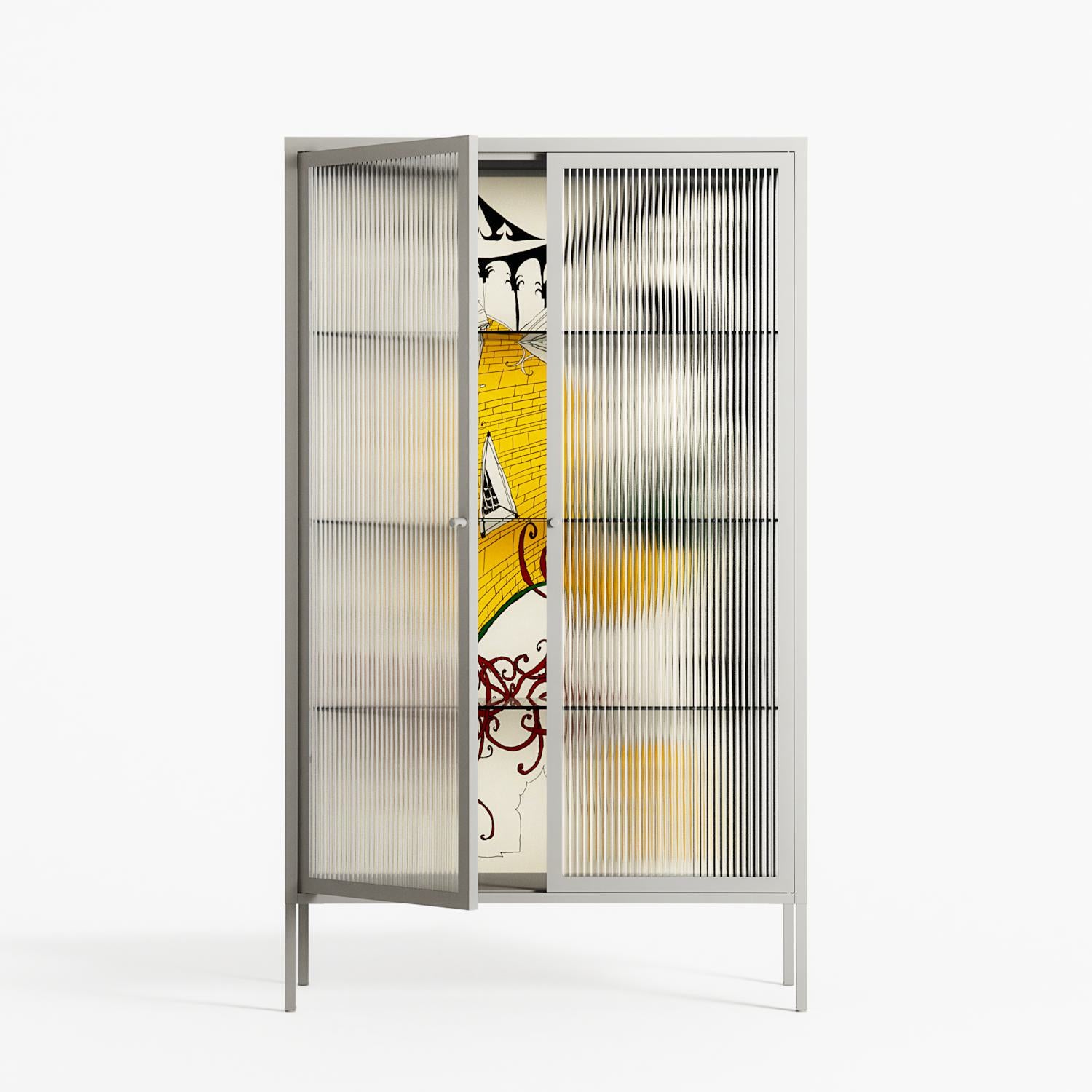 Knights - Cabinet - Naia Escribano - Chalk - Reeded glass