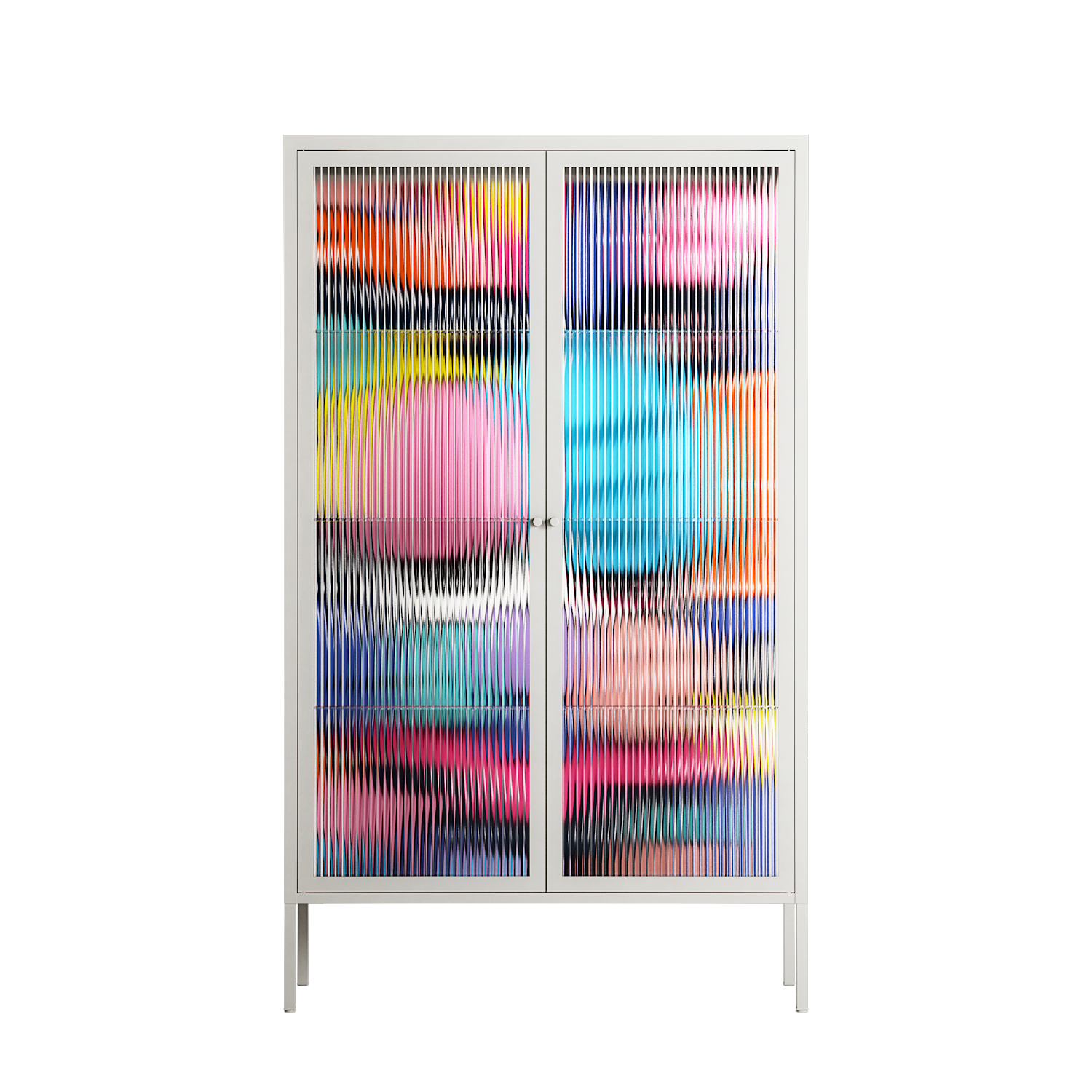 Sansone - Cabinet - Maddalena Fanfani - Chalk - Reeded glass