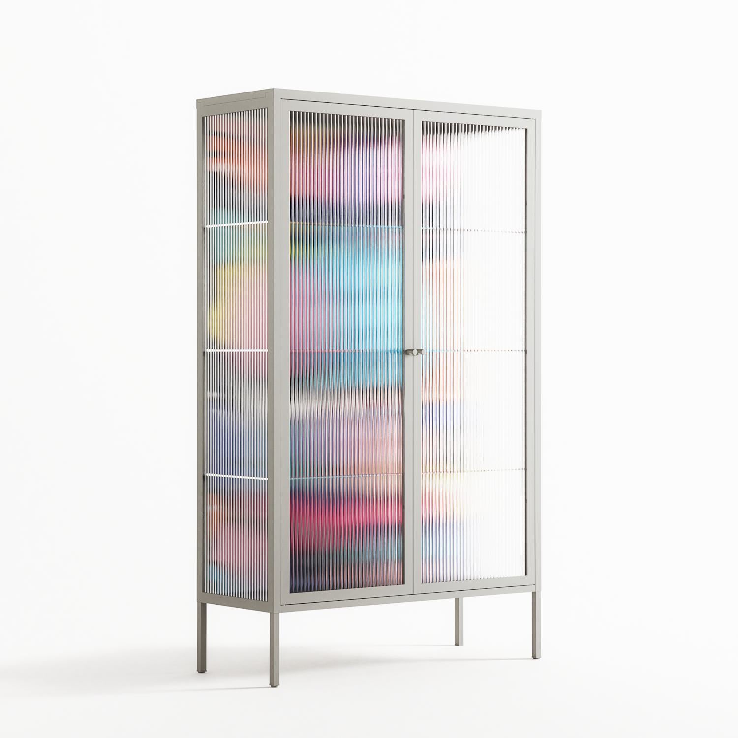 Sansone - Cabinet - Maddalena Fanfani - Chalk - Reeded glass