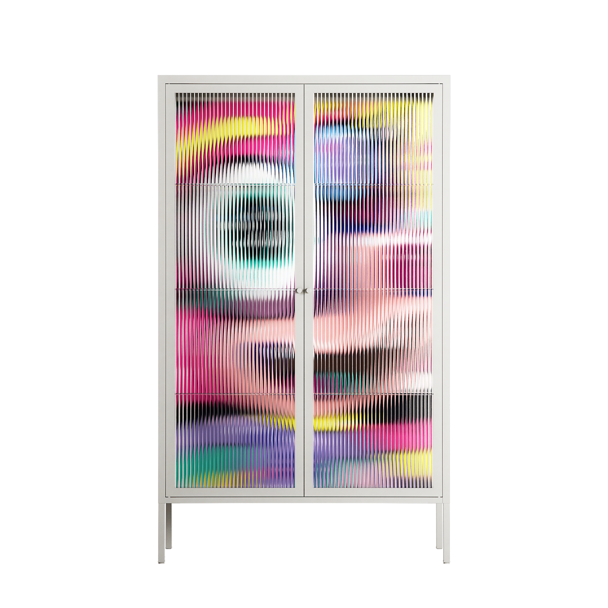 HappyFe - Cabinet - Maddalena Fanfani - Chalk - Reeded glass