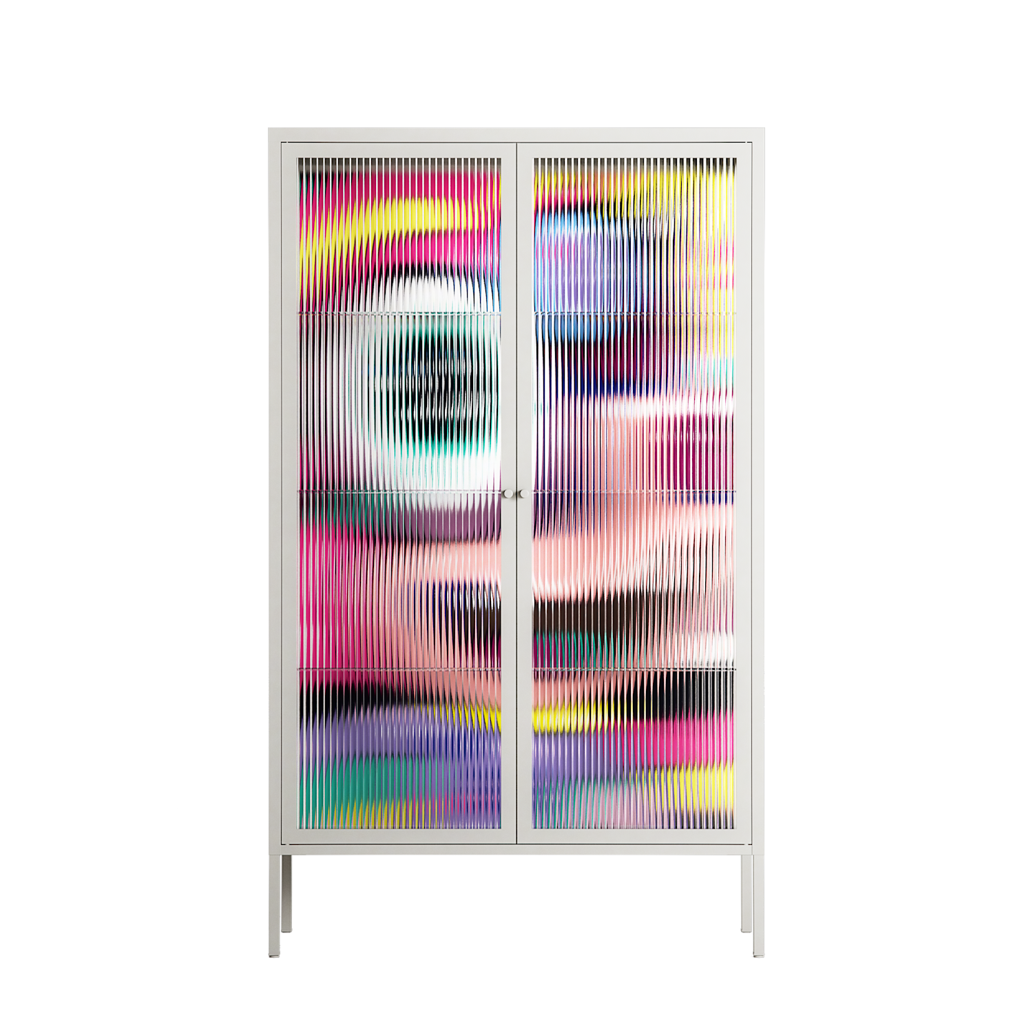 HappyFe - Cabinet - Maddalena Fanfani - Chalk - Reeded glass