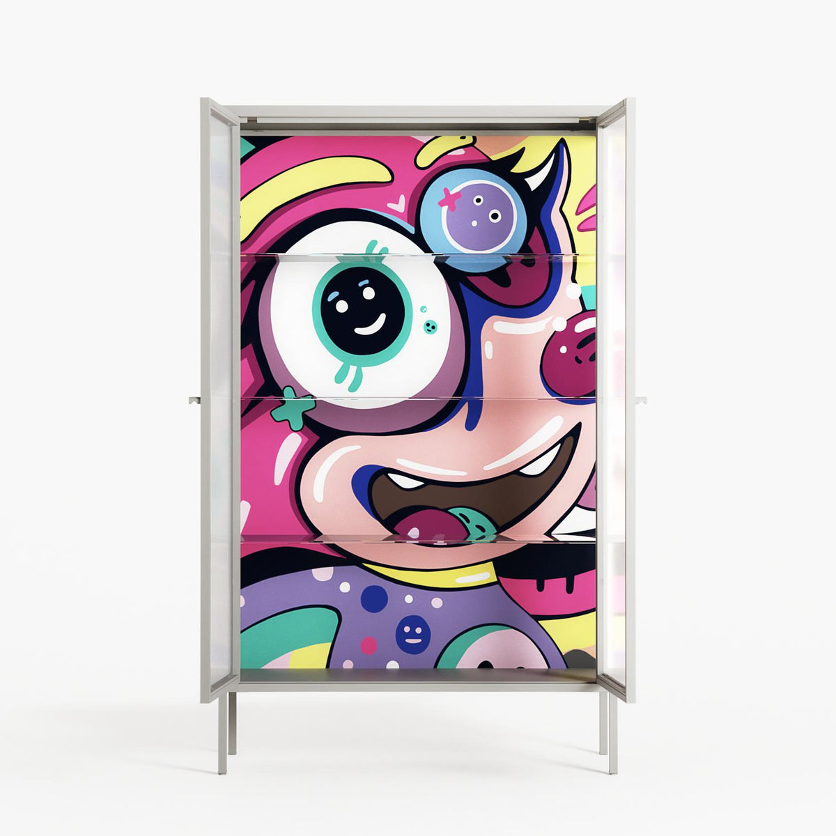HappyFe - Cabinet - Maddalena Fanfani - Chalk - Reeded glass
