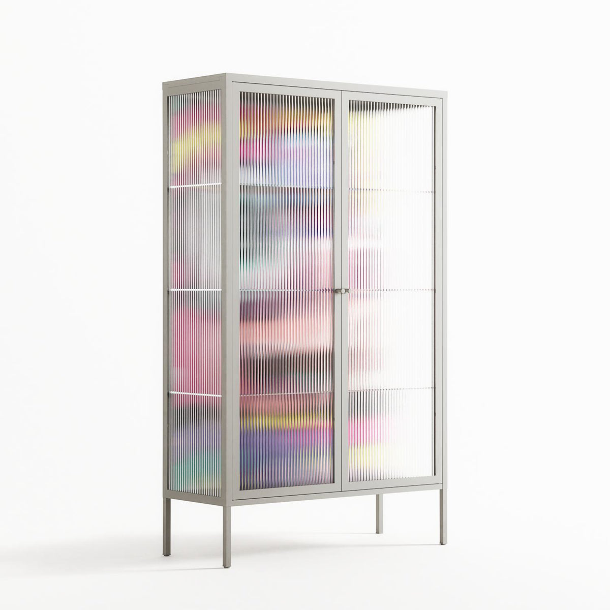 HappyFe - Cabinet - Maddalena Fanfani - Chalk - Reeded glass